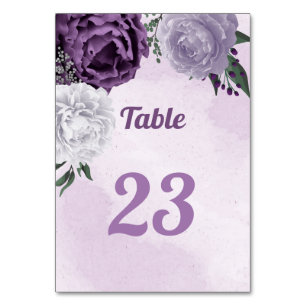Numeração De Mesa Verde floral roxo e branco romântico