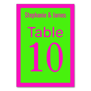 Numeração De Mesa Verde limão rosa chocante das cores de repouso ele