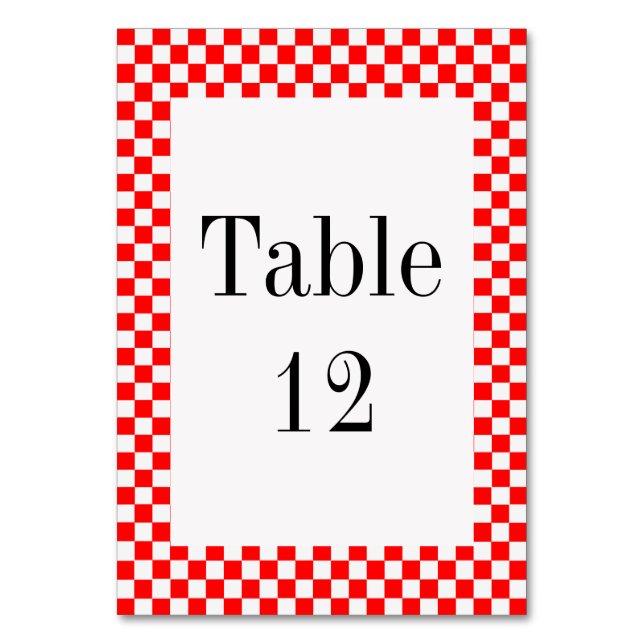 Numeração De Mesa Vermelho e Branco Classic Checkerboard por STaylor (Frente)