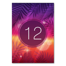Numeração De Mesa Verões Sunset Palm Trees Monograma Laranja Roxo