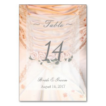 Vestido Branca com Rosa Número da Mesa de Casament
