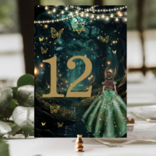 Numeração De Mesa Vestido Verde Esmeralda da Floresta Encantada Bat