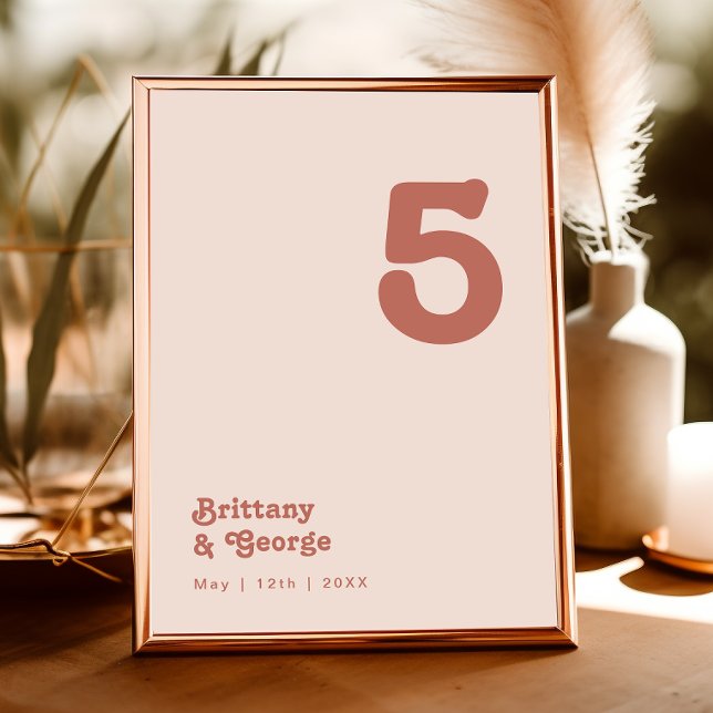 Numeração De Mesa Vibes de Retro Simples | Número de Tabela Rosa Esb (Criador carregado)