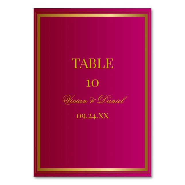 Numeração De Mesa Vibrant Burgundy Floral Wedding Table Number Card (Frente)