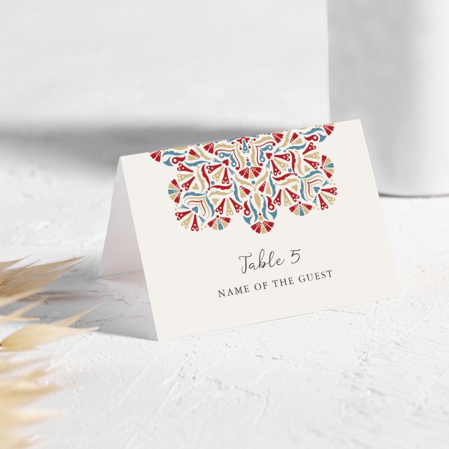 Numeração De Mesa Vibrant Floral Delight Mandala Wedding Place Card  (Criador carregado)