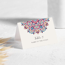 Numeração De Mesa Vibrant Floral Delight Mandala Wedding Place Card