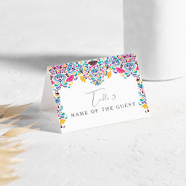 Numeração De Mesa Vibrant Mexican Fiesta Rainbow Wedding Place Card