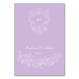 Numeração De Mesa Victorian Purple Crest Elegant Foldable Name Card