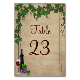 Numeração De Mesa Vinhas De Uva Rústica Recepção de casamento De Vin