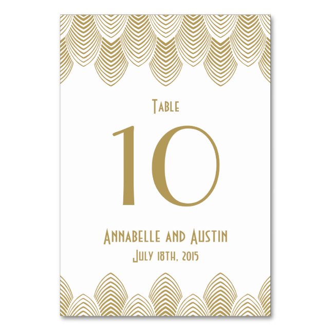 Numeração De Mesa Vintage 20's Art Deco Scallop Wedding Table Number (Frente)