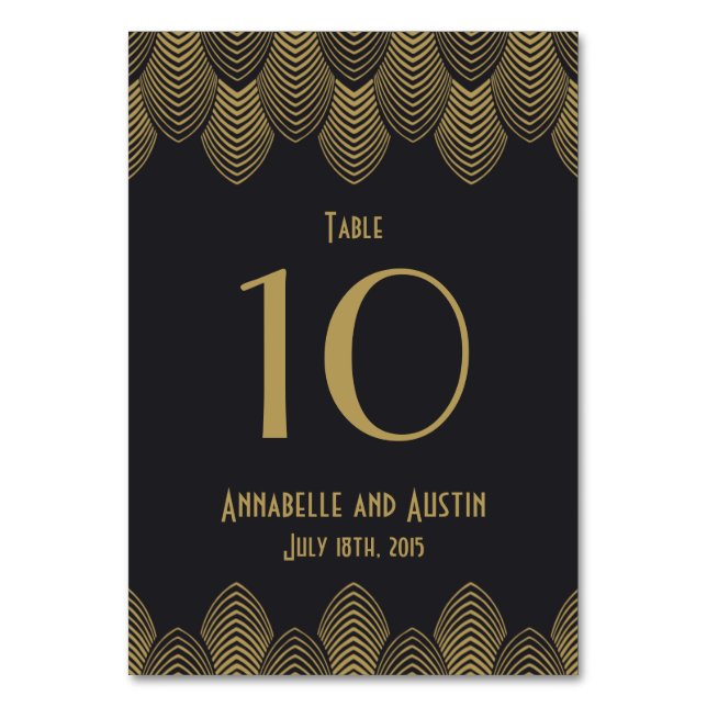Numeração De Mesa Vintage 20's Art Deco Scallop Wedding Table Number (Frente)
