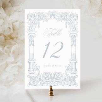 Numeração De Mesa Vintage Arch Vines Frame Dusty Blue Casamento