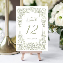 Numeração De Mesa Vintage Arch Vines Frame Sage Casamento Verde