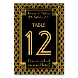 Numeração De Mesa Vintage Art Deco Fans Pattern Wedn Table Number
