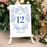 Numeração De Mesa Vintage Blue Floral Weding<br><div class="desc">Esta bela carta de números da mesa de casamento apresenta uma trama desenhada à mão e uma tipografia inspirada na safra perfeita de azul. O olhar é eterno e elegante,  como um clássico livro de histórias! Consulte a coleção para mais itens... </div>