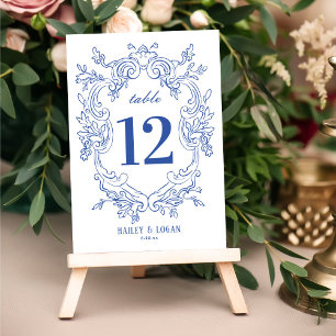 Numeração De Mesa Vintage Blue Floral Weding
