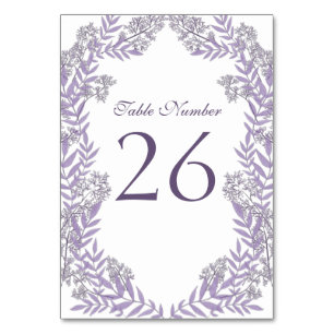 Numeração De Mesa Vintage Botânica de Casamento Roxo lavanda