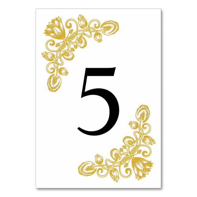 Numeração De Mesa Vintage Dourada Mesa 5 (Frente)