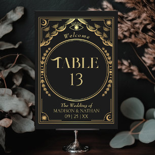 Numeração De Mesa Vintage Dourado Casamento Místico Elegante