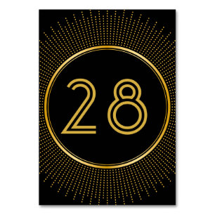 Numeração De Mesa Vintage Elegante Art Deco Casamento Dourado Negro