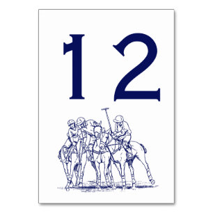 Numeração De Mesa Vintage Estylized Polo Match Desenho #1 Azul