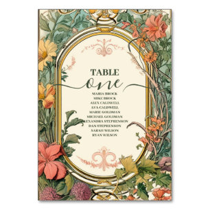 Numeração De Mesa Vintage Floral Art Nouveau Convite Para Casamento