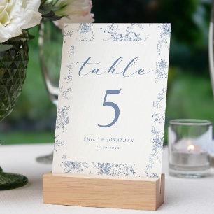 Numeração De Mesa Vintage Floral French Blue Weding