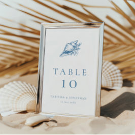 Numeração De Mesa Vintage Floral Seashell Coastal Wedding