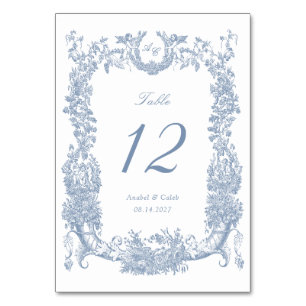Numeração De Mesa Vintage Floral Vines Blue Toile Casamento