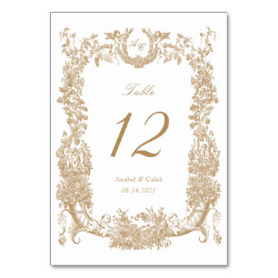Numeração De Mesa Vintage Floral Vines Douradas Casamento Toile