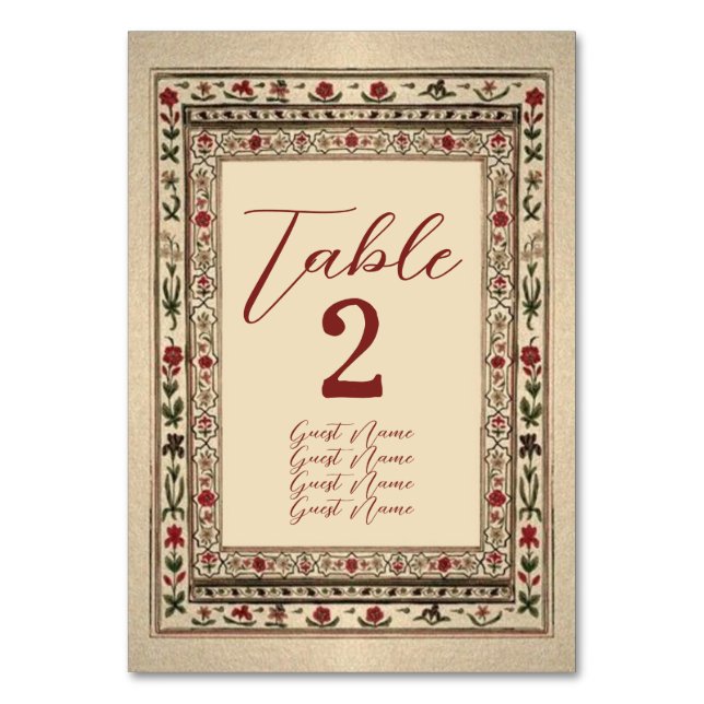 Numeração De Mesa Vintage Frame Ethnic Motif Wedding (Verso)