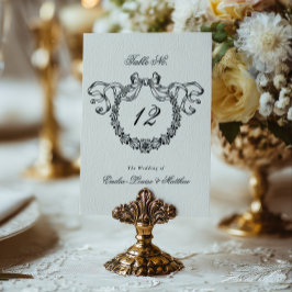 Numeração De Mesa Vintage French Monogram Wreath Elegant Wedding
