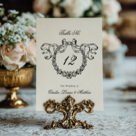 Numeração De Mesa Vintage French Monogram Wreath Elegant Wedding