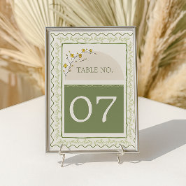 Numeração De Mesa Vintage Green & Cream Frame Floral Casamento Russo