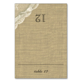 Numeração De Mesa Vintage Lace e Burlap Seating Card