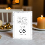 Numeração De Mesa Vintage Lace Floral Casamento Elegante<br><div class="desc">Adicione um toque de elegância do eterno às suas mesas de casamento com este cartão de número de tabela inspirado em vintage. Apresentando uma delicada borda de renda, uma ilustração de buquê floral suave e uma tipografia refinada, este design é perfeito para temas de casamento vintage, formal ou romântico. Personalize...</div>