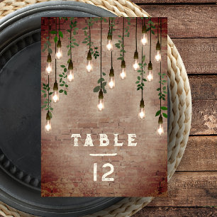 Numeração De Mesa Vintage Lights Industrial Brick Botanical Weding