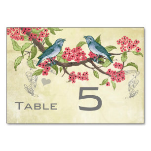 Numeração De Mesa Vintage Love Bird Pink Red Tea Blue Green