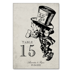 Numeração De Mesa Vintage Mad Hatter Alice No Casamento Da Terra Mar