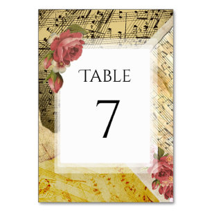Numeração De Mesa Vintage Piano Sheet Music, Musical Notes Weding