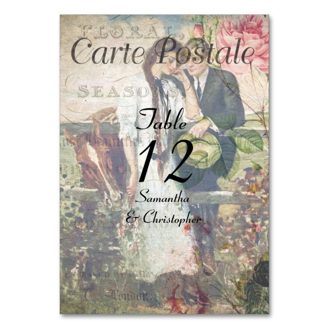Numeração De Mesa Vintage postcard casamento (Frente)