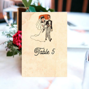 Numeração De Mesa Vintage retro estilo antigo livro cômico casamento