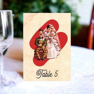Numeração De Mesa Vintage Retro Old Watercolor Comic Book Wedding