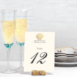 Numeração De Mesa Vintage Scallop Solteiro Seashell Wedding