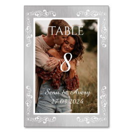Numeração De Mesa Vintage Silver e White Personalised Wedding
