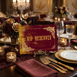 Numeração De Mesa Vintage VIP Reservado Dourado Bordô Elegante