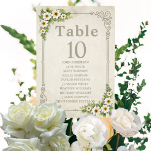 Numeração De Mesa Vintage White Daisy Floral Romântico Casamento Rus