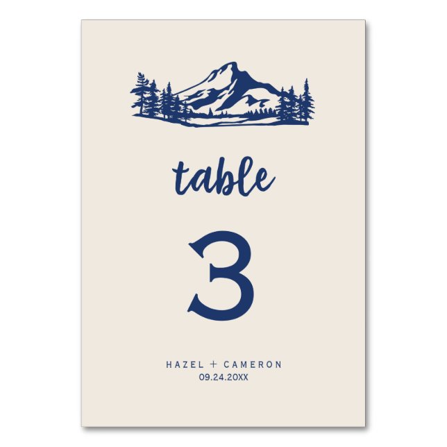 Numeração De Mesa Vintage Wilderness | Número do quadro do Marinho (Frente)