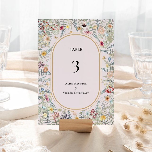Numeração De Mesa Vintage Wildflower Fern Lavanda Casamento (Criador carregado)