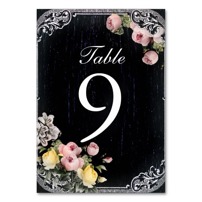 Numeração De Mesa vintagem floral casamento Chalkboard (Frente)